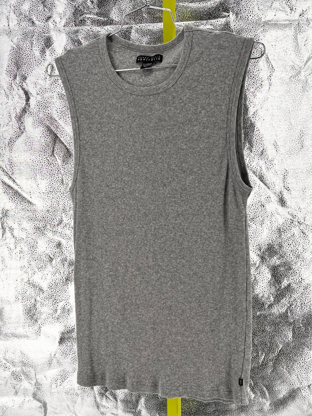 90s Perry Ellis Ribbed Crewneck Tank Top Muscle Shirt Gray 1990s Vintage Size XL